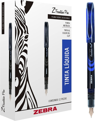 Pluma Fuente Punta De Metal Z Fountain Pen Zebra 12 Piezas.