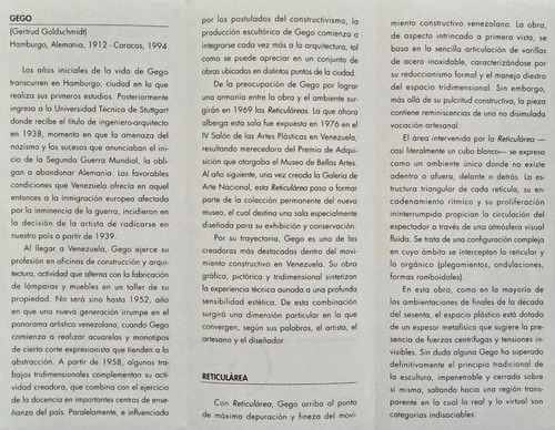 Imagen 6 de 6 de Gego. Reticulárea. Exposición Permanente. Folleto