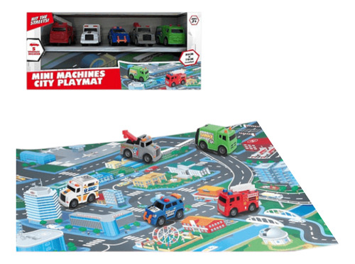 Set Juego Alfombra Para Niños Parking Autitos 5 Vehiculos