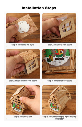 Casita De Madera Con Luz Led Decoracion Navideña 3pcs