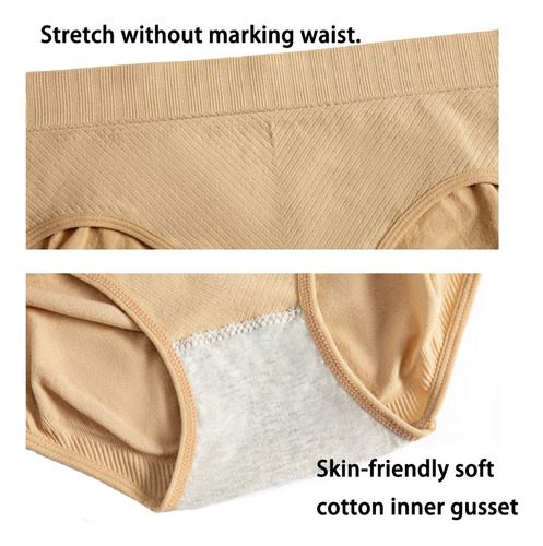 Pantaletas De Puro Algodón Transpirable Para Mujer, 6 Piezas