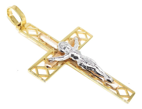 Pingente Cruz Crucifixo Com Cristo Ouro 18k 
