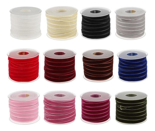 D 3 Rollos De Cinta De Terciopelo De 20 Yardas Y 10 Mm De