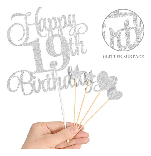 Decoraciones De Pastel De Cumpleaños Número 19, Velas De 19,