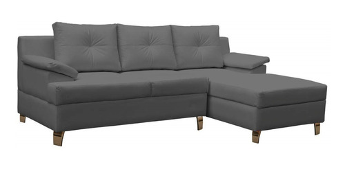 Sofa Modular En L Helvet Derecho Ecocuero Gris