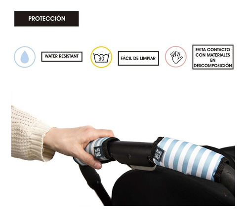 Baby Grips Funda Manijas Para Cochecito Rayas Celeste