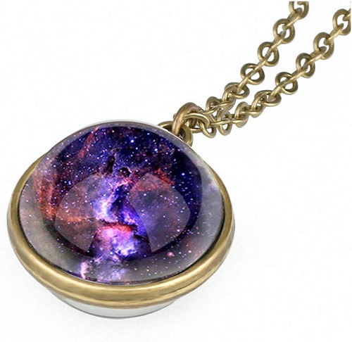 Collar Con Colgante De Galaxia, Nebulosa, Doble Cara, Espaci