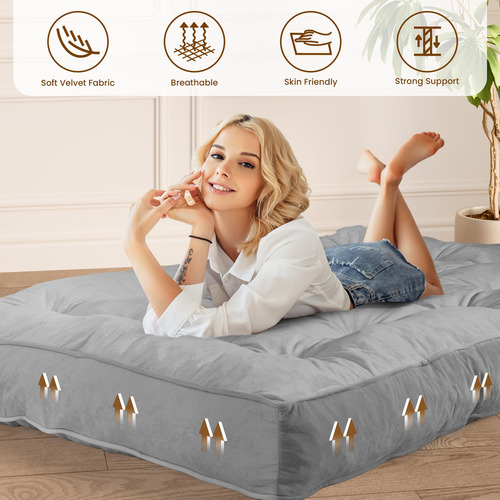 Colchón Futón Matrimonial Sofá Cama Plegable Espuma Triturad