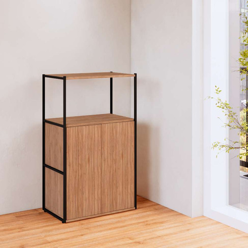 Estante Shelf 2 Pt Ameixa E Preta 105 Cm Cor marrom médio