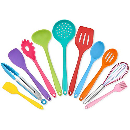 11 Pieces Cooking Utensils Set, Silicone Kitchen Utensi...