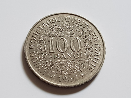 Moneda Africa Occidental 100 Francos 1969 Francesa Hermosa