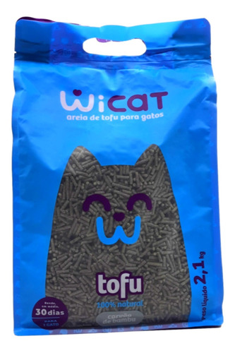 Areia Higienica Para Gatos Wicat Tofu Carvão De Bambu 2,1kg