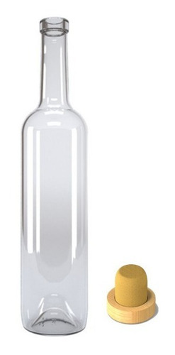 Botella De Vidrio Bordalesa 750 Ml Con Corcho 12 Pzas