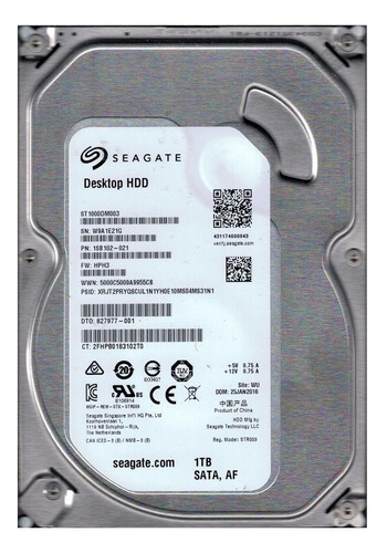 Disco rígido interno Seagate Barracuda ST1000DM003 3,5 1TB