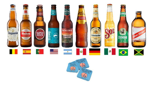 Kit Cervejas Importadas E Nacionais P/ Presente 10 Países
