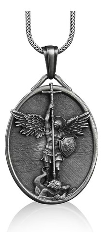 Medalla Collar Miguel Angel Plata 925: Regalo Hombre Mujer