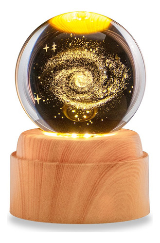 Lampara De Noche Led 3d Galaxia Bola Cristal Base Giratoria Via Láctea