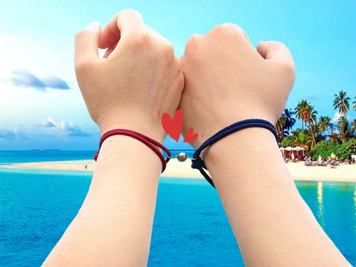 Imagem 4 de 4 de Pulseira Minimalista Com Imã Magnético Para Casal