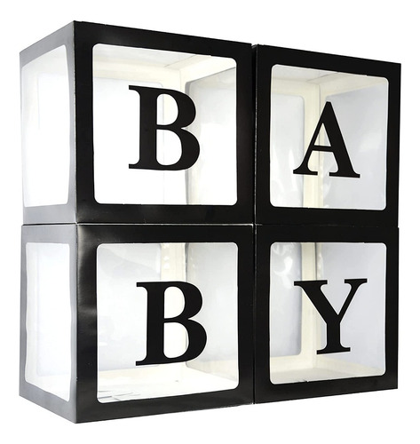 Cubos Decorativos Baby Shower Dorados Caja Cartón Con Visor