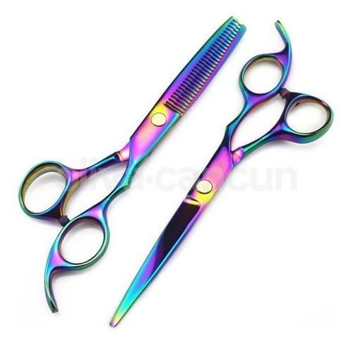 Set Tijeras Peluqueria Profesional+colores Filo Navaja Pulir