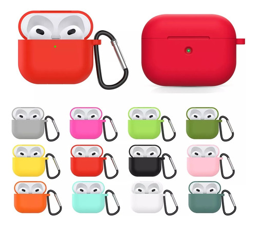 Funda De Silicona P/ Auriculares AirPods 3 C/ Gancho Colores