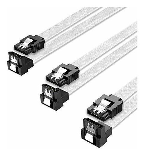 Qivynsry 3pack Sata Cable Iii 3 Pack 90 Grados Recto A Ángul