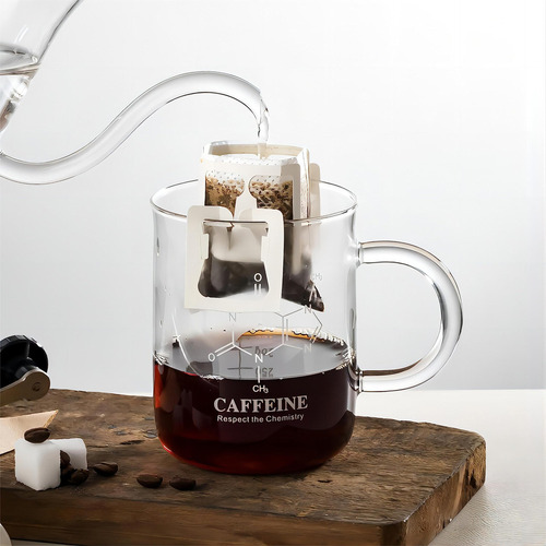 Taza De Café, Taza De Té De Vidrio Con Moléculas Químicas