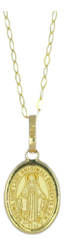Cadena Medalla Virgen Gpe Milagrosa Oro 14k Stellina Color Amarillo