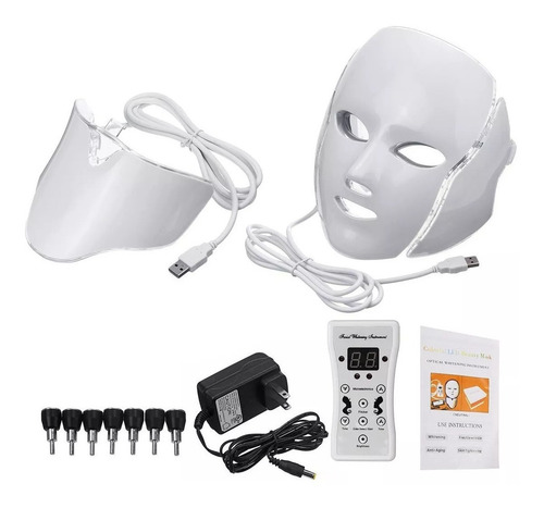 Imagen 7 de 10 de Mascara Led Facial + Cuello 7 Anti Age Arrugas Rosacea Acne