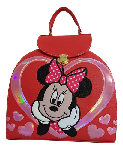 Bolsa - Mochila Para Dama En Rojo, De Disney (minnie Mouse) Color Rojo