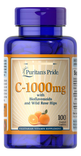 Vitamina C 1000 mg 100 cápsulas de rosa mosqueta Puritan's Pride