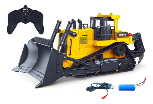 Excavadora Huina 1554 1:16 Rc Bulldozer Construccion 11 Ch Color Amarillo