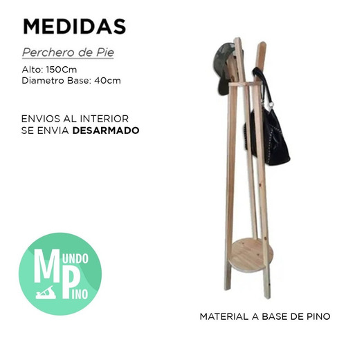 Imagen 2 de 8 de Perchero De Pie Moderno Nordico Escandinavo Mundopino