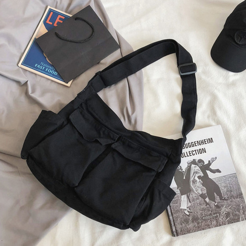 Workwear Canvas Shoulder Bag Large Capacity Retro Messenger