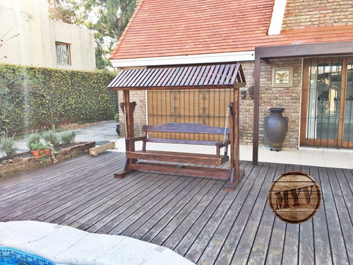 Imagen 5 de 8 de Hamaca En Madera Con Techo Para Jardín Exterior
