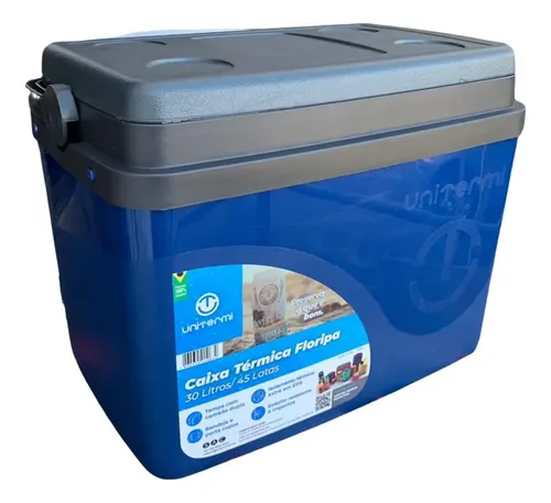 Caixa Térmica Cooler Floripa 30 Litros C/ Alça Unitermi Cor Azul