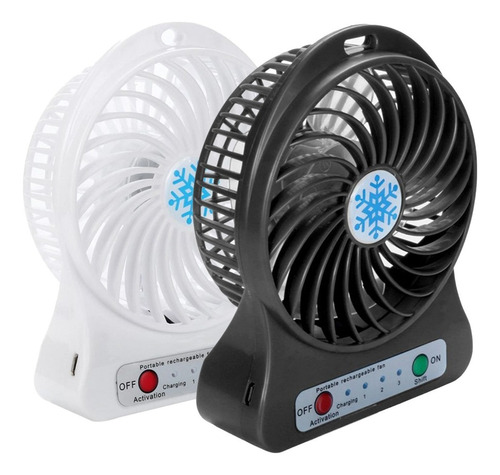 Mini Ventilador Recargable Usb 3 Velocidades Indicador Led