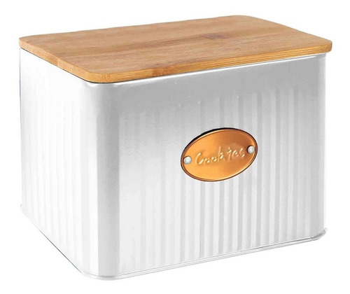 Lata Porta Biscoitos Quadrada Branca