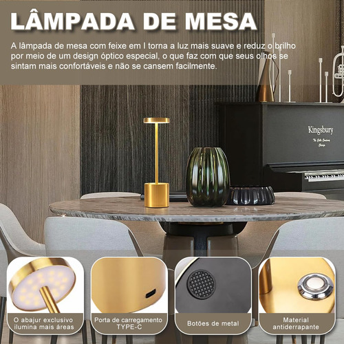 Lámpara De Mesa, Lámpara Inalámbrica, Lámpara Recargable,