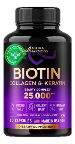 Biotin Complex Biotina Con Keratina 25000mcg Cabello Barba