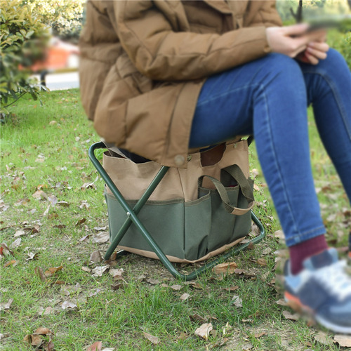Combo De Taburete Plegable Portátil Y Silla Tipo Mochila
