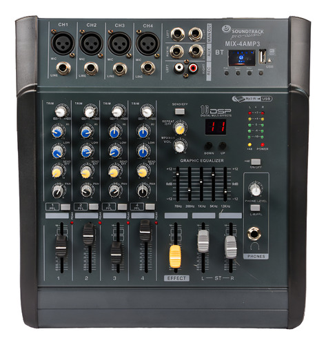 Mezcladora De Audio Amplificada De 4 Canales Mod. Mix-4amp3