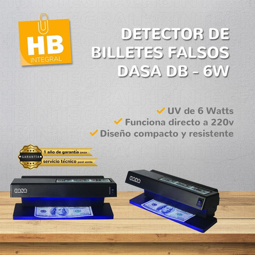 Imagen 2 de 6 de Detector Billetes Falsos Dinero Uv Dasa 6w Pesos Dolares