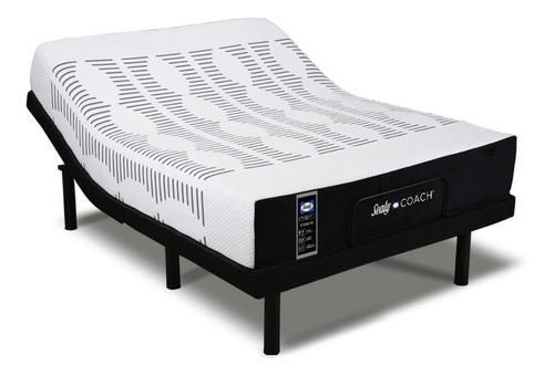 Colchón Y Cama Eléctrica Sealy Coach Matrimonial. Color Negro