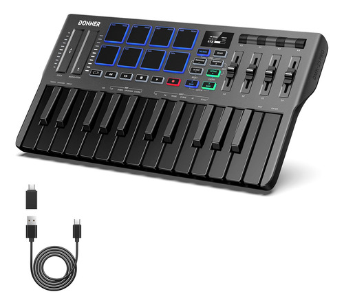 Controlador De Teclado Midi Usb-c Donner, Teclado Midi