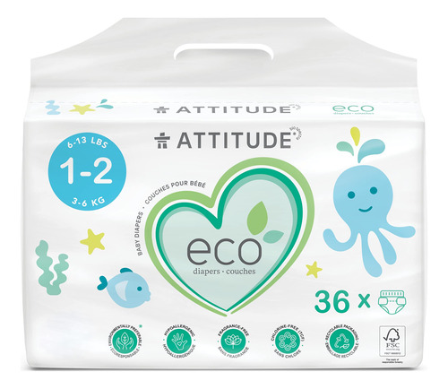 Attitude Paales Biodegradables Para Beb, No Txicos, Ecolgico