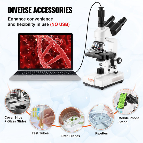 Microscopio Compuesto Trinocular Con Iluminacion 40x-5000x