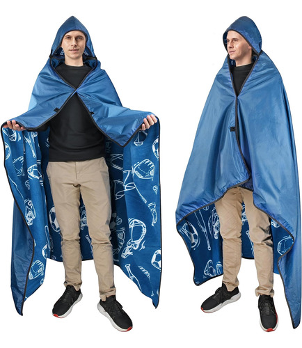 Manta Impermeable Para Exteriores, Poncho De Manta Con Capuc