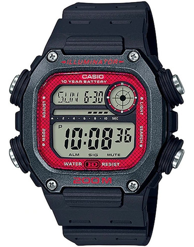 Relógio Casio Masculino Quadrado Stadard Dw-291h-1bvdf Cor da correia Preto