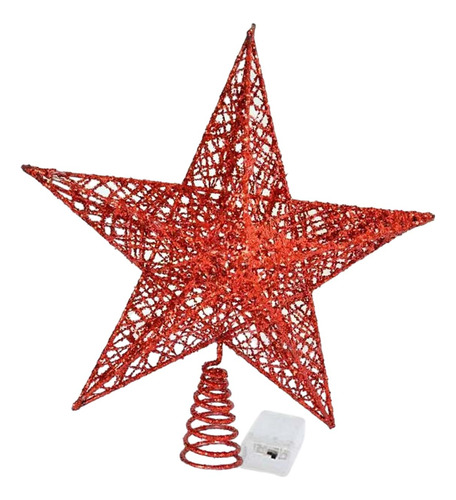 Luz Superior Del Árbol, Estrella Decorativa Rojo 25cmx30cm